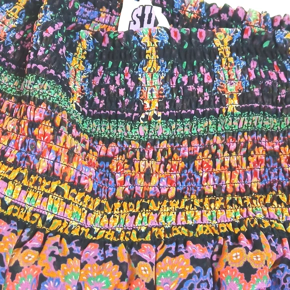 💜 Sui by Anna Sui Paisley Chiffon Lace Skirt – Shirred Waist, Size L - Picture 7 of 7